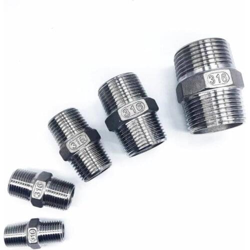 1/4" 3/8" 1/2" 3/4" 1" 1-1/4" 1-1/2" BSP Male Threaded 316 Stainless Steel Pipe Fitting Hex Nipple Connector Coupler