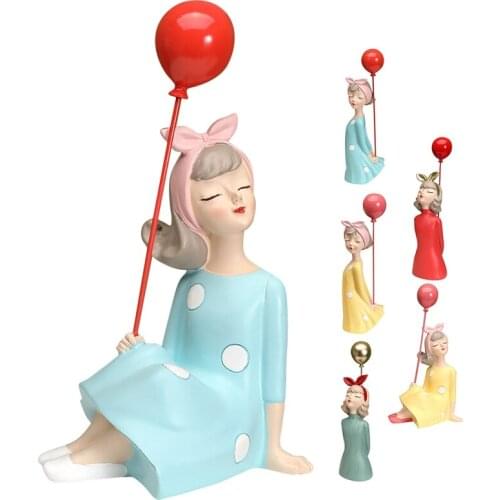 1Pcs Resin Balloon Girl Sculpture Ornament Living Room Crafts Home Decoration Accessories Wedding Gift
