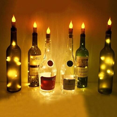 10PCS 2M 20LED Flame Candles Wine Bottle Light DIY Bottle Cork Stopper Fairy String Garland For Party Christmas Halloween