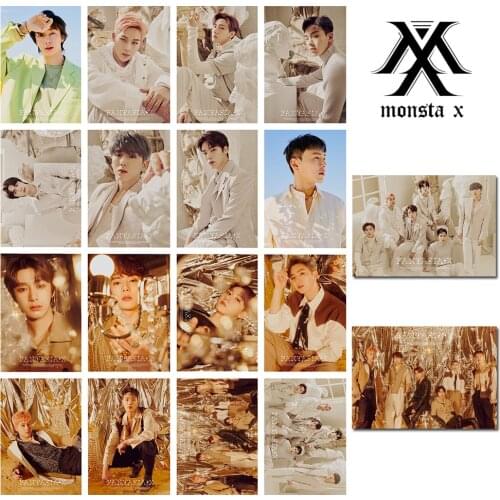 16pcs/set Kpop Monsta X Photocard Group New Album Fanasia X Lomo Card Postcard HD photo album print K-pop Monsta X card