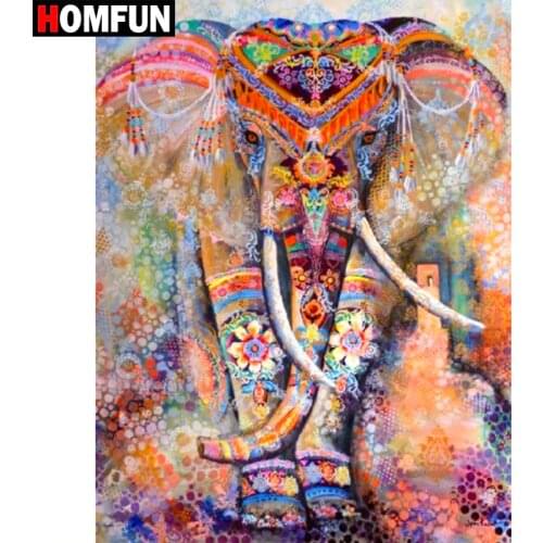 HOMFUN Full Square/Round Drill 5D DIY Diamond Painting "Animal Elephant" Embroidery Cross Stitch 3D Home Decor Gift A12408 BK01