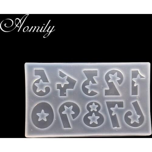 Aomily Silicone UV Resin Epoxy Mold 0-9 Number DIY Decoration Pendant Bracelet Making Molds Cake Molds Fondant Cake Decor