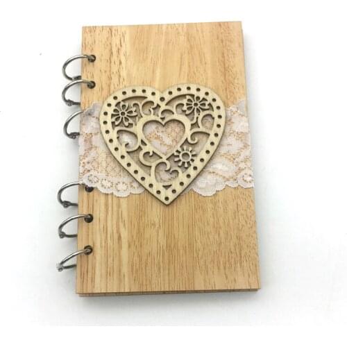 Rustic Wedding Guest book Wedding Gifts for Guests Hollow Heart Pattern Wedding Decoration Wedding Guest Book Wood 35 Pages