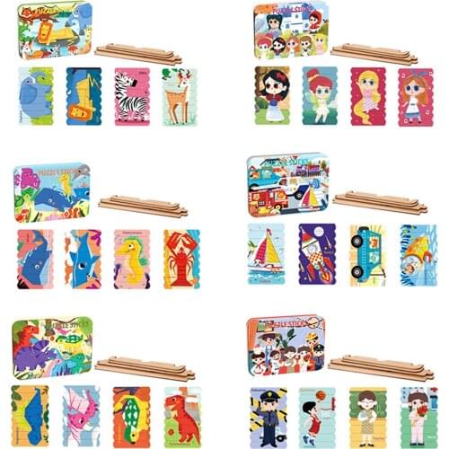 Wooden Puzzle 3D Double-sided Puzzle Early Education Children Wooden Story Jigsaw Puzzle Montessori Educational Toys For Kids