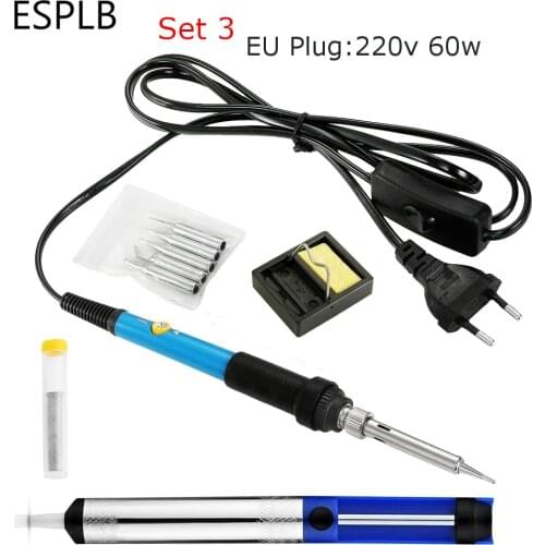 ESPLB Adjustable Welding Temperature Electric Soldering Iron Solder Station with Switch 110V/220V US/EU Plug Heat Pencil