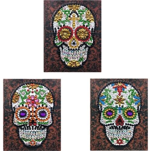 3pcs Backpack Clothing Velcro 5D DIY SKull Diamond Painting Epaulette Badge Special-shaped Rhinestone Embroidery Sticker