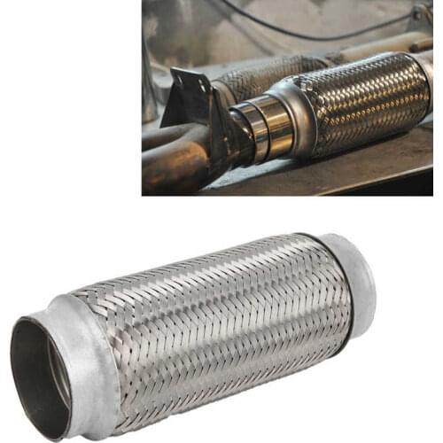 2.5x8in Exhaust Flex Pipe Stainless Steel Braid Flexible Joint Coupling Tube Universal for Car Corrugated Exhaust Tube