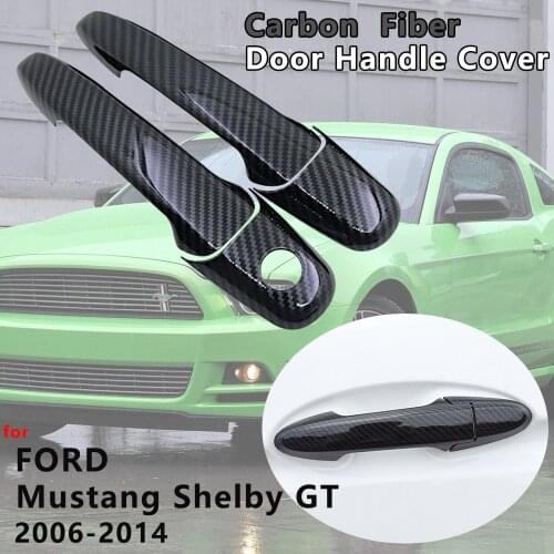 Carbon Fiber Door Handle Cover Accessories for Ford Mustang Shelby GT GT500 2005 2006 2007 2008 2009 2010 2011 2012 2013 2014