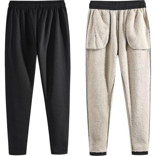 Men Outdoor Winter Fleece Thermal Pants Keep Warm Anti-Sweat Loose Large Size Pants Climbing Camping Skiing Sports Trousers