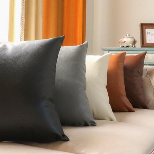 45*45cm black/brown/beige/grey pu leather cushion cover immitation leather pillowcase soft pillow cover backrest