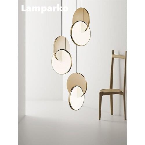 Nordic Acrylic Ceiling Lamp LED Eclipse Pendant Hanging Lamp Kitchen Island Ceiling Chandelier Art Deco Ring Foyer Bedside Lamp