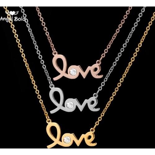 One Direction 2020 New Necklaces Pendants Love Cubic Zircon Gold Chain Colliers Stainless Steel Necklace for Women
