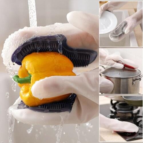 Magic Dishwashing Gloves Kitchen Items Cleaning Supplies Housework Waterproof Gloves Silicone Anti-Scalding Kitchen Tools