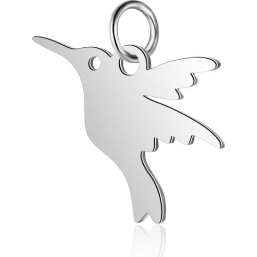 5pcs/lot 304 Stainless Steel Bird Pendants Charms for necklace jewelry making DIY 13x15x1mm, Hole: 3mm F80