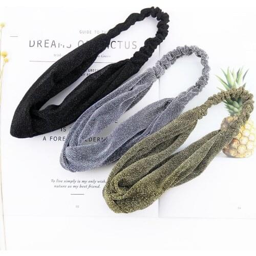Solid Cross hair band shiny chiffon yoga face wash Hairbands headbands Shining Children Head wear girls hair band accessories