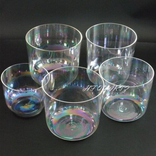 HF Cosmic Light Chakra Clear Quartz Crystal Singing Bowl 9'' A# A G