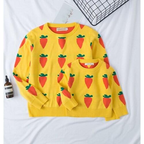 Family Matching Outfits Printed Knit Sweater for Mother Daughter Parent-child Outfits Family Sweater Mother and Daughter Clothes