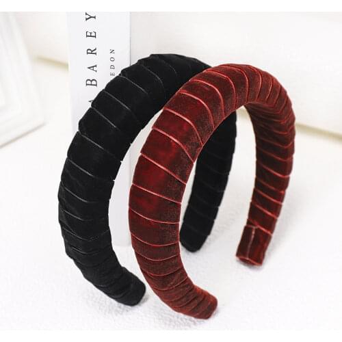 Trend Velvet Winding Padded Headband Alice Band Preppy Velvet Lady Head Hoop Hair Accessories Women Vintage Headwear Hairbands
