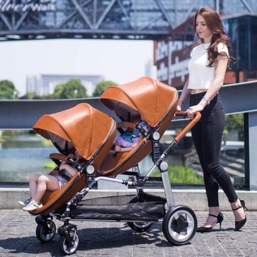 High-end Eggshells Twins High-view Stroller Two-child Trolley Can Be Reclined and Seated before and after Folding Seat