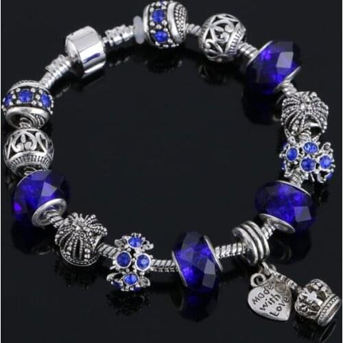 European Style Bead Crystal letter heart Charm Bracelets For Women Bracelets & Bangles