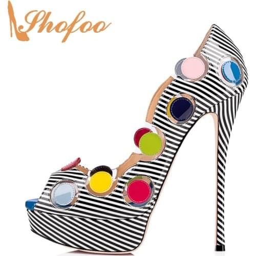 Multicolor High Stilettos Platform Pumps Woman Peep Toe Thin Heels Large Size 11 15 Slip On For Ladies Shoes Fashion Party 2021