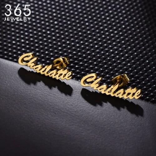 1 Pair Personalized Custom Name Earrings For Women Customized Initial Nameplate Stud Letter Earring серьги Girl Birthday Gift