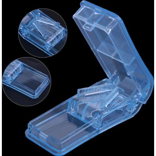1PC Blue Tablet Cutter Pill Cutter Box Portable Convenient Storage Box Splitter Medicine Pill Holder Pill Cutter Pill Case