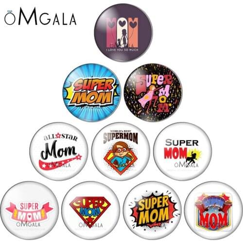 Cartoon Super Mama Mamie Patterns 10pcs 12mm/14mm/16mm/18mm/20mm/25mm Round photo glass cabochon demo flat back Making findings