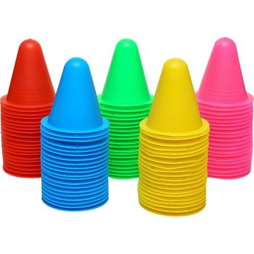 100Pcs Wholesale Soft Roller Skating Marking Cones Anti-Wind Football Soccer Roadblocks Skates Sports Exercise Training Mark Cup