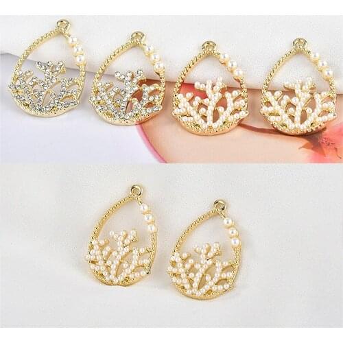 20pcs/lot geometric tree shape Zircon decoration alloy charms diy jewelry earrings/necklace pendants accessory