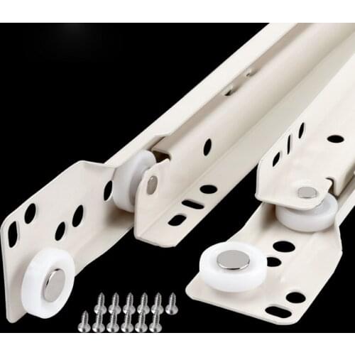 2 pcs Drawer Track Slides Two Cabinet Rails Thickening Computer Table Chute Clothing Cabinets Keyboard Roller Pulley Furniture