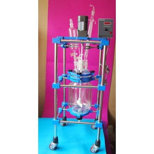 5000ml,Jacketed Glass Reaction Kettle,5L Cylindrical Reactor Vessel