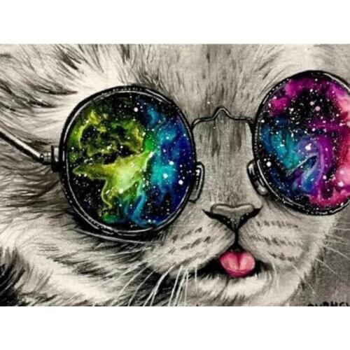 5D DIY Diamond Painting Full Square Round Diamond Embroidery Cool Cat Cross Stitch Picture Mosaic Home Decor Gift