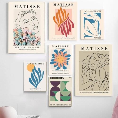 Abstract Portrait Wall Art Canvas Painting Pictures Henri Matisse Fashion Retro Posters and Prints for Living Room Home Decor