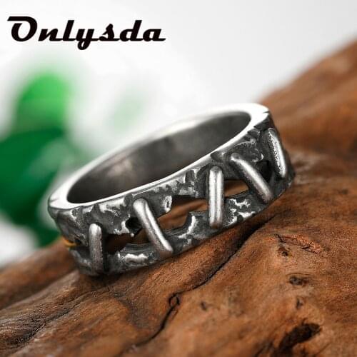 Antique Vintage 316L Stainless Steel Aesthetic Ring Frankenstein Flesh Ring Wedding Cool stuff Men Biker Jewelry Party Gift