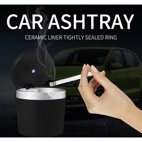 Car ashtray, portable car LED lamp, ceramic ashtray, flame retardant high-quality ashtray for car, auto accessories modification
