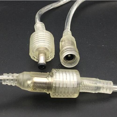 Free Shipping 20Pairs Transparent LED Strip DC 5.5 x 2.1mm Male & Female Waterproof Power Connector Cable