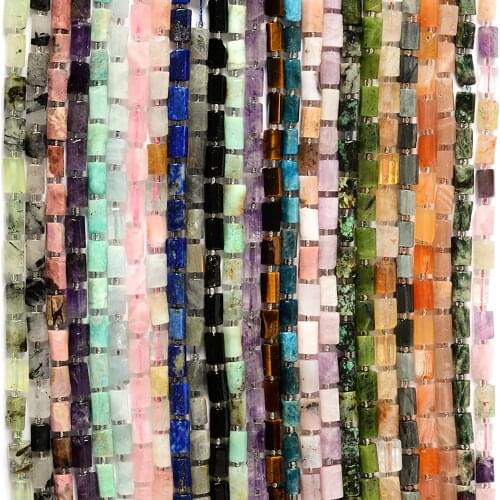 6*10mm Natural Stone Beads Cylindrical Apatite Crystals Turquoises Sunstone Jades Beads for DIY Jewelry Making Bracelet 30pcs