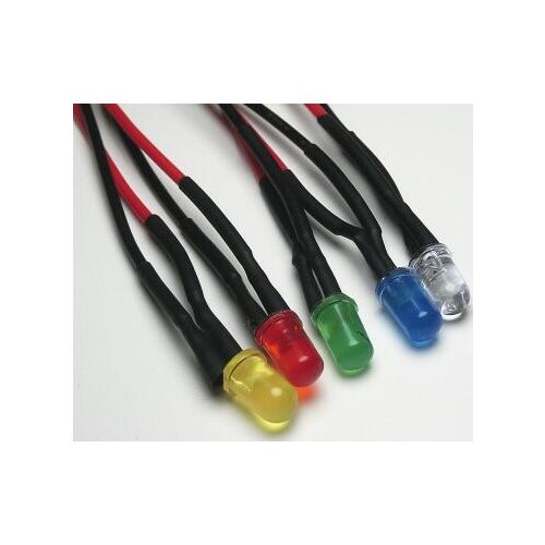 F8 8mm Colored Lens White Red Green Blue Yellow 3V 5V 6V 12V 24V LED Lamp Light With 20cm Wire for Toy DIY x100pcs