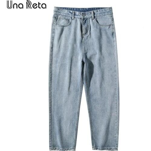 Una Reta Men Jeans New Arrivals Hip Hop Solid color Loose Mens Pants Casual Denim Trousers Streetwear Spring Summer Jeans Men