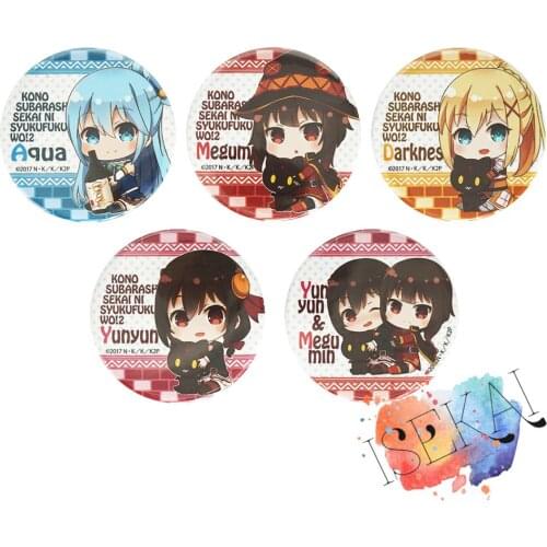 KonoSuba Gods Blessing on this Wonderful World Anime Badge Aqua Darkness Megumin Yunyun Metal Badge Brooch Pins