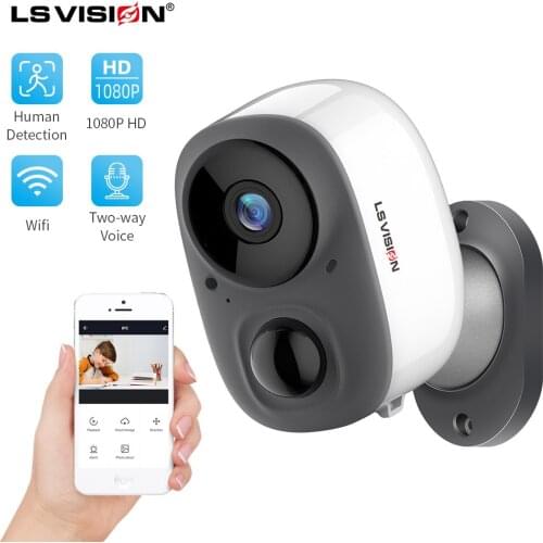 LSVISION Security Battery IP Camera Outdoor 1080P Wireless Home CCTV Surveillance Camera Infrared Night Vision Two Way Audio
