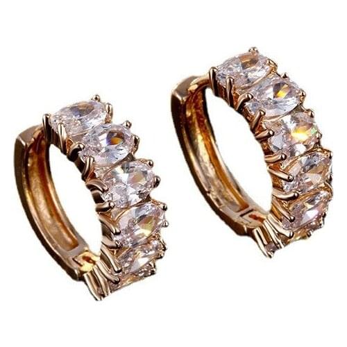 Kashi jewelry retro fashion silver jewelry temperament Korean ultra-flash single row diamond earrings womens ear buckles