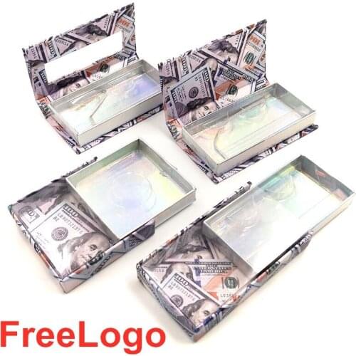 Blue dollar Lash Boxes Packaging Wholesale Fahion New Empty Eyelash Packaging Box Rectangle Lashes Case Eyelashes Package makeup