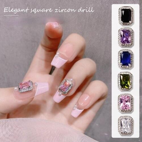 Nail square zircon light luxury big diamond color DIY flat diamond silver exquisite nail decoration flash diamond
