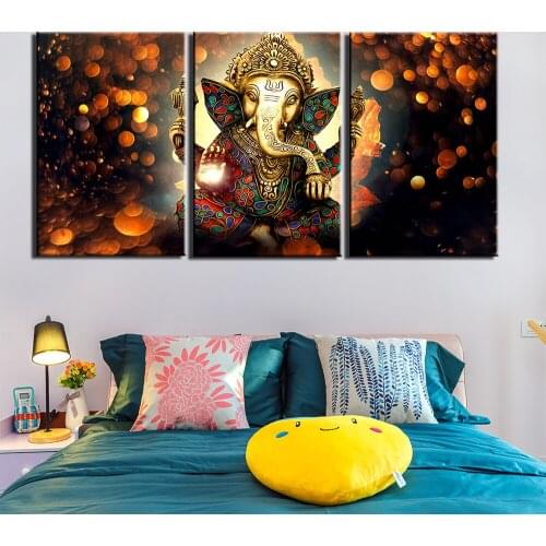 3 Panels Modular Painting Posters and Prints on Canvas Abstract Buddha Wall Art Picture For Living Room