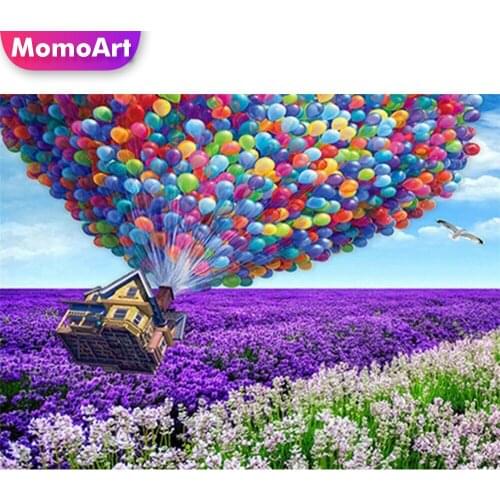MomoArt Diamond Painting Balloon Scenery New Arrival Diamond Embroidery House Picture Rhinestone Mosaic Cross Stitch Wall Art