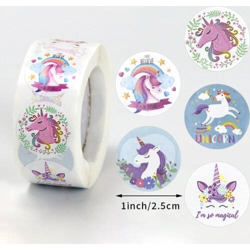 500pcs cute cartoon animal children reward sticker candy gift box label baby birthday party round white adhesive