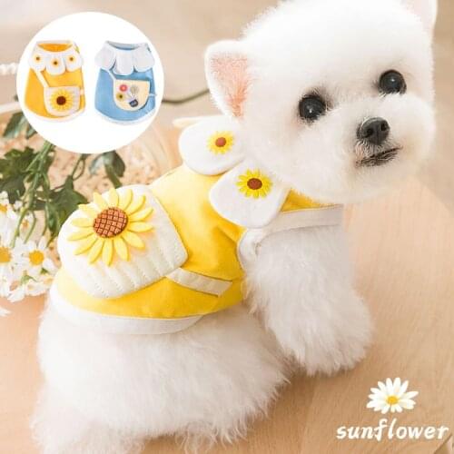2021 Spring And Summer Dog Clothes Thin Vest Two-Legged T-Shirt Petal Collar Shoulder Bag Teddy French Bulldog Pet Clothes