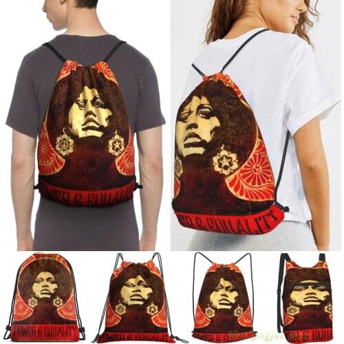 Angela Davis Poster 1971 Women Drawstring Sackpack Gym Bags Men Outdoor Travel Backpacks For Training Fitness Swimming Bag